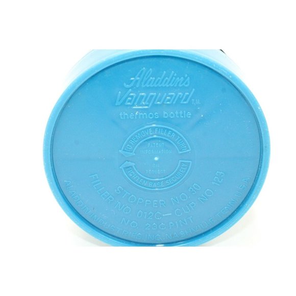 Vintage Aladdin Vanguard Thermos Blue and Black Argyle 1 Quart - Picture 5 of 7